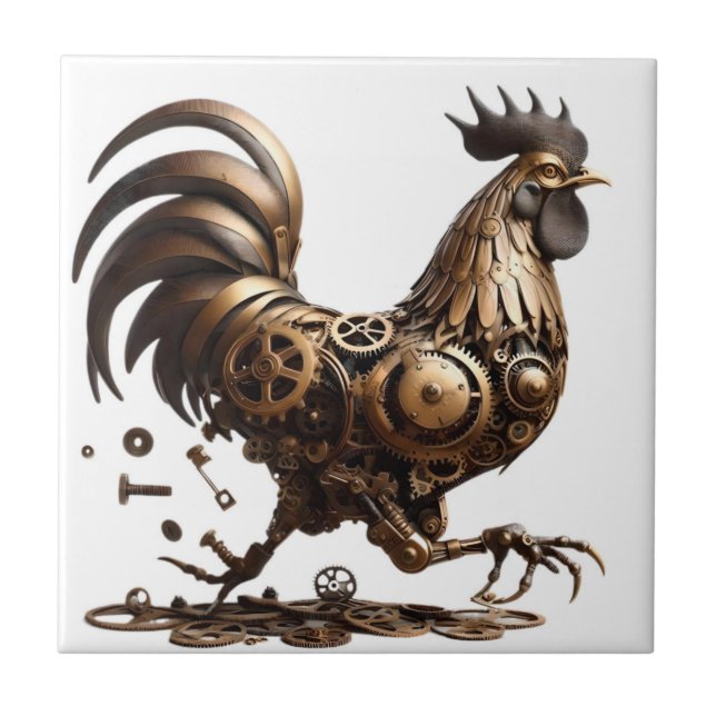Steampunk Rooster Tile (Front)