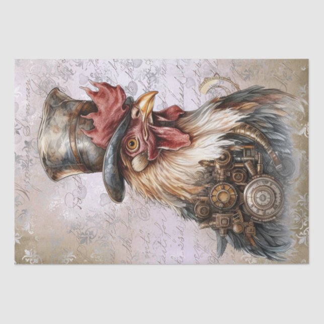 Steampunk Rooster Tissue Paper (Front)
