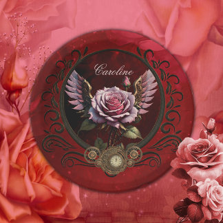 Steampunk rose paper plate