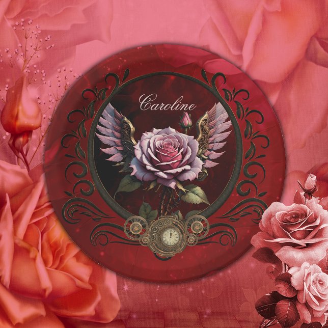 Steampunk rose paper plate (Creator Uploaded)