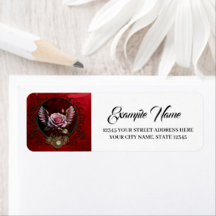 Steampunk rose return address label