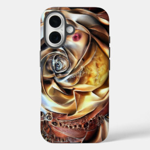 Steampunk Rose with Surreal Face – Mechanical Flor iPhone 16 Case