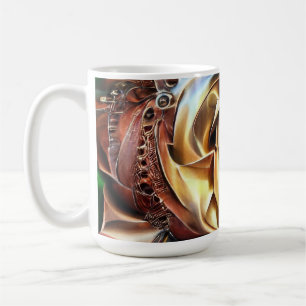 Steampunk Rose with Surreal Face – Mechanical Flor Coffee Mug