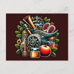 Steampunk Rosh Hashanah Postcard
