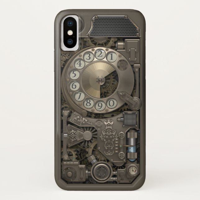 Steampunk Rotary Metal Dial Phone. Case. Case-Mate iPhone Case (Back)