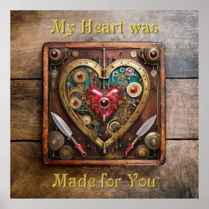 Steampunk Rubies And Daggers Warrior Valentine Poster