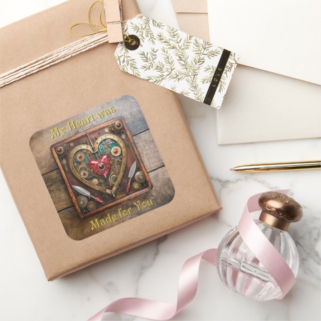 Steampunk Rubies And Daggers Warrior Valentine Square Sticker (Gifting)