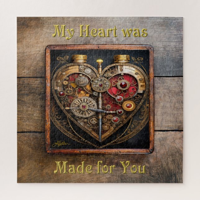 Steampunk Rubies And Gears Dark Heart  Jigsaw Puzzle (Vertical)