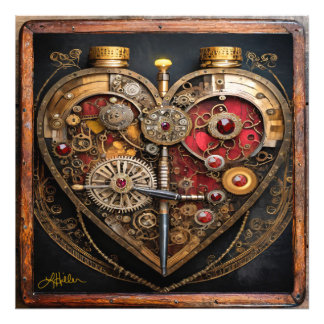 Steampunk Rubies And Gears Dark Heart Photo Print
