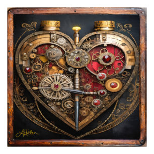 Steampunk Rubies And Gears Dark Heart  Photo Print