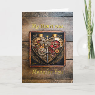 Steampunk Rubies And Gears Dark Heart Thank You Card