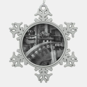 Steampunk - Runs like clockwork Snowflake Pewter Christmas Ornament