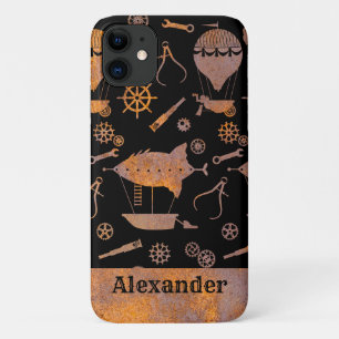 Steampunk Rusty Airships Theme Custom Name iPhone 11 Case