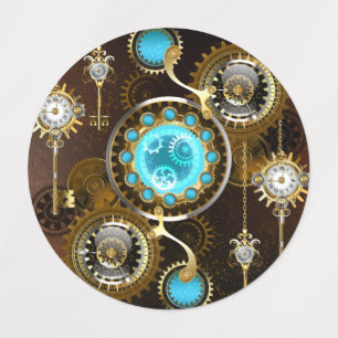 Steampunk Rusty Background with Turquoise Lenses