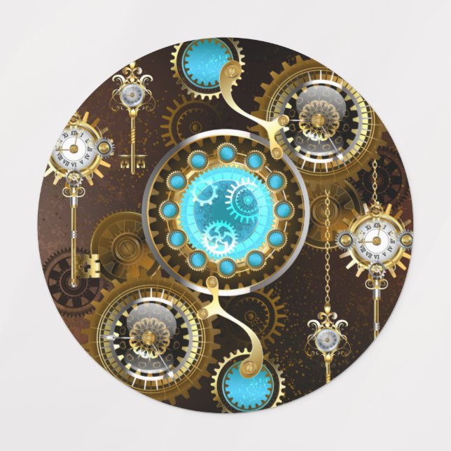 Steampunk Rusty Background with Turquoise Lenses (Design 1)