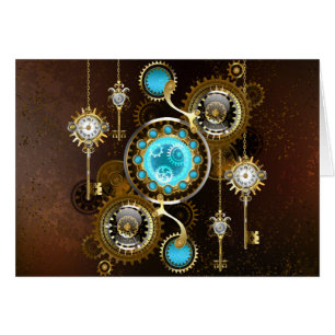 Steampunk Rusty Background with Turquoise Lenses