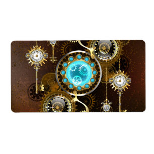 Steampunk Rusty Background with Turquoise Lenses