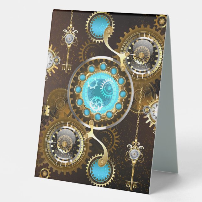 Steampunk Rusty Background with Turquoise Lenses (Front)