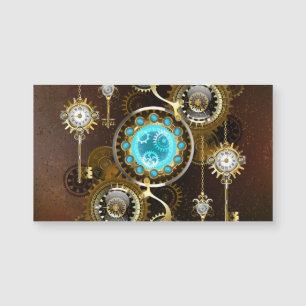 Steampunk Rusty Background with Turquoise Lenses