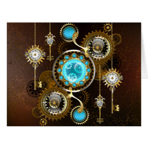Steampunk Rusty Background with Turquoise Lenses