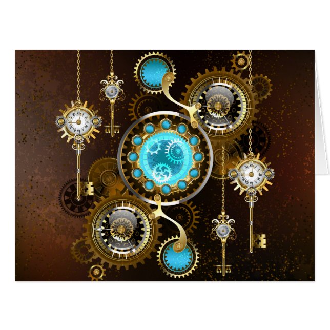 Steampunk Rusty Background with Turquoise Lenses (Front Horizontal)