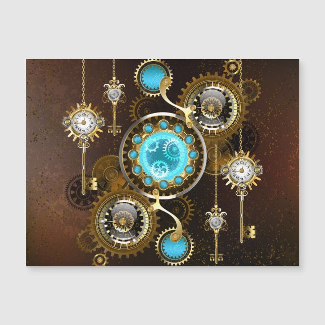 Steampunk Rusty Background with Turquoise Lenses (Front)
