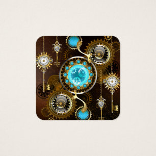 Steampunk Rusty Background with Turquoise Lenses
