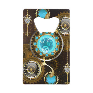 Steampunk Rusty Background with Turquoise Lenses