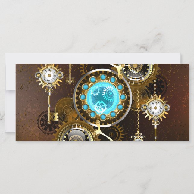 Steampunk Rusty Background with Turquoise Lenses (Front)