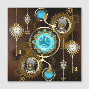 Steampunk Rusty Background with Turquoise Lenses