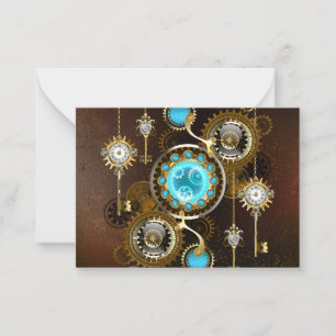 Steampunk Rusty Background with Turquoise Lenses Advice Card