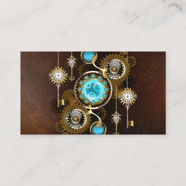 Steampunk Rusty Background with Turquoise Lenses Advice Card (Front)