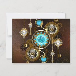 Steampunk Rusty Background with Turquoise Lenses Advice Card