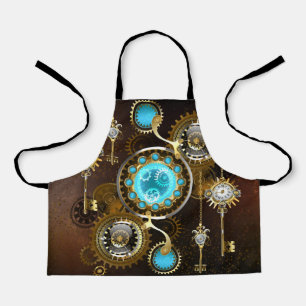 Steampunk Rusty Background with Turquoise Lenses Apron