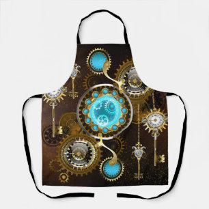 Steampunk Rusty Background with Turquoise Lenses Apron
