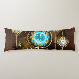 Steampunk Rusty Background with Turquoise Lenses Body Cushion
