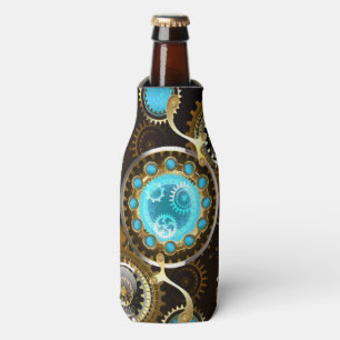 Steampunk Rusty Background with Turquoise Lenses Bottle Cooler