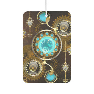 Steampunk Rusty Background with Turquoise Lenses Car Air Freshener