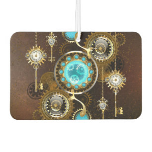 Steampunk Rusty Background with Turquoise Lenses Car Air Freshener