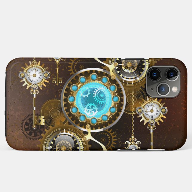 Steampunk Rusty Background with Turquoise Lenses Case-Mate iPhone Case (Back (Horizontal))