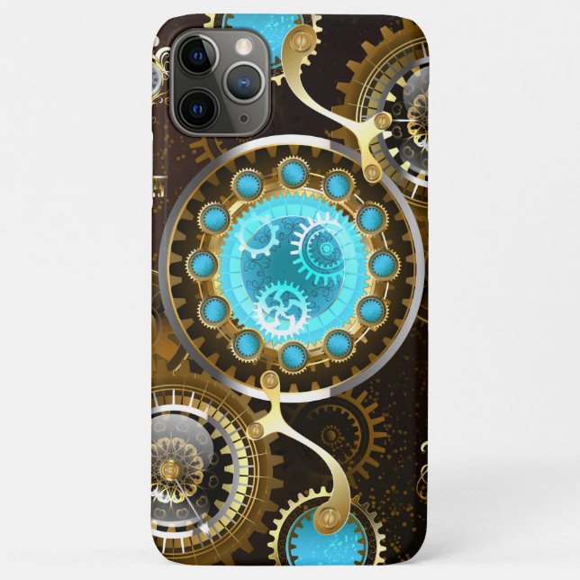 Steampunk Rusty Background with Turquoise Lenses Case-Mate iPhone Case (Back)