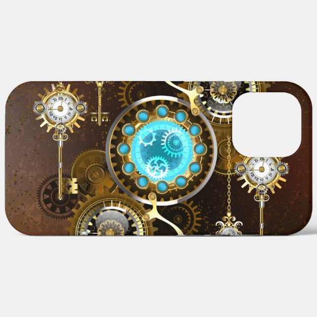 Steampunk Rusty Background with Turquoise Lenses Case-Mate iPhone Case (Back (Horizontal))