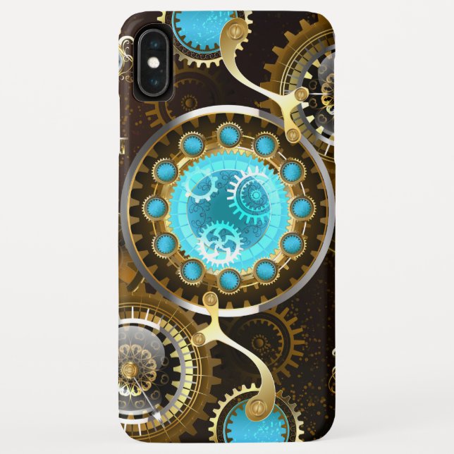 Steampunk Rusty Background with Turquoise Lenses Case-Mate iPhone Case (Back)