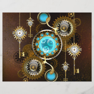 Steampunk Rusty Background with Turquoise Lenses Custom Letterhead