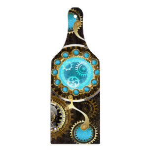 Steampunk Rusty Background with Turquoise Lenses Cutting Board