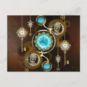 Steampunk Rusty Background with Turquoise Lenses Enclosure Card