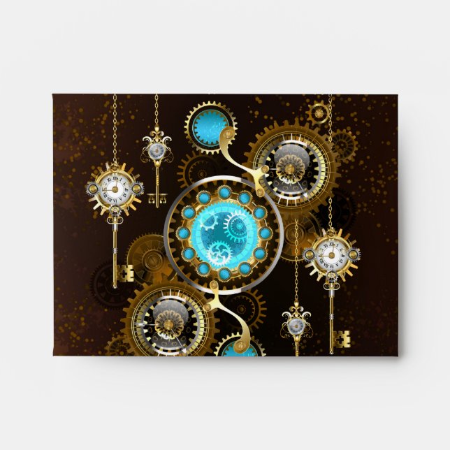 Steampunk Rusty Background with Turquoise Lenses Envelope (Front)