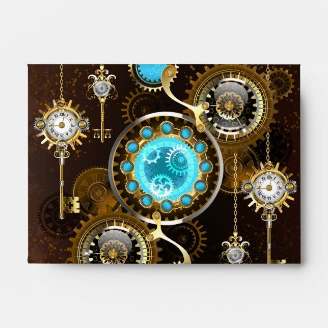 Steampunk Rusty Background with Turquoise Lenses Envelope (Front)