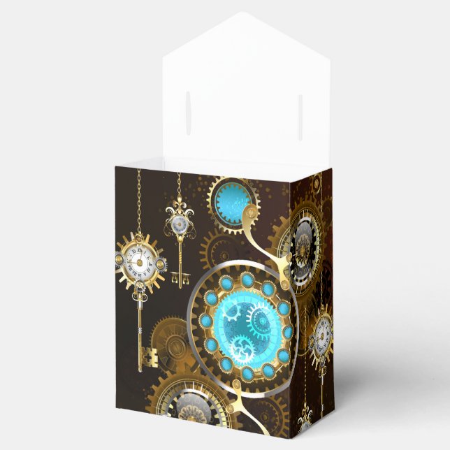 Steampunk Rusty Background with Turquoise Lenses Favour Box (Opened)