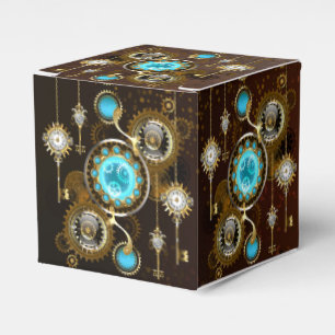 Steampunk Rusty Background with Turquoise Lenses Favour Box